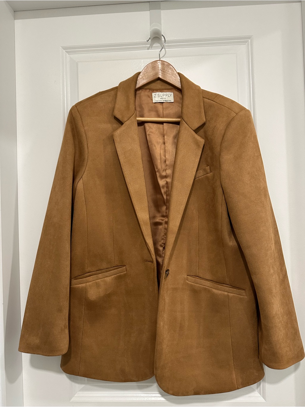 Z Supply Camel Faux Suede Blazer Women’s Size Medium